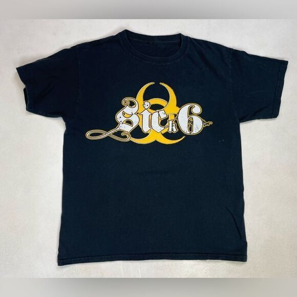 Sick 6 Top Gun Graphic T-shirt Women Small Black Short Sleeve Music - Picture 1 of 6